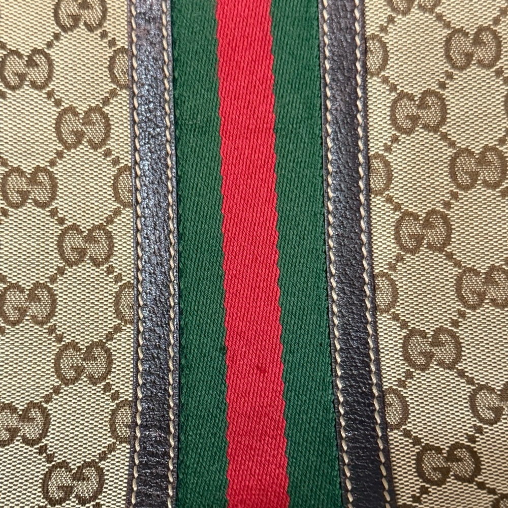 Vintage Gucci Abbey GG Supreme Canvas Tote with Green Red Green Web Stripe - Picture 3 of 16